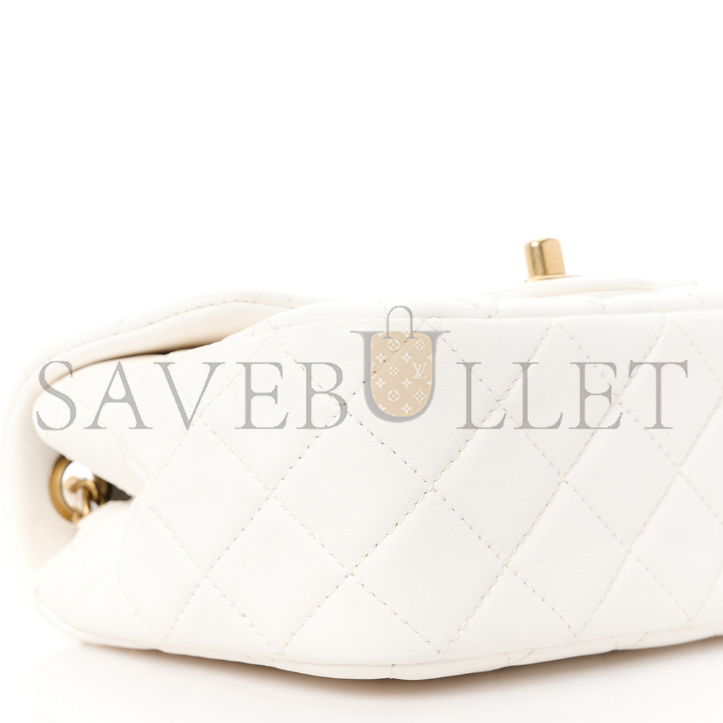 CHANEL MASTER GOLDEN BALL FLAP BAG FATTY SQUARE WHITE (18*13*7cm) 